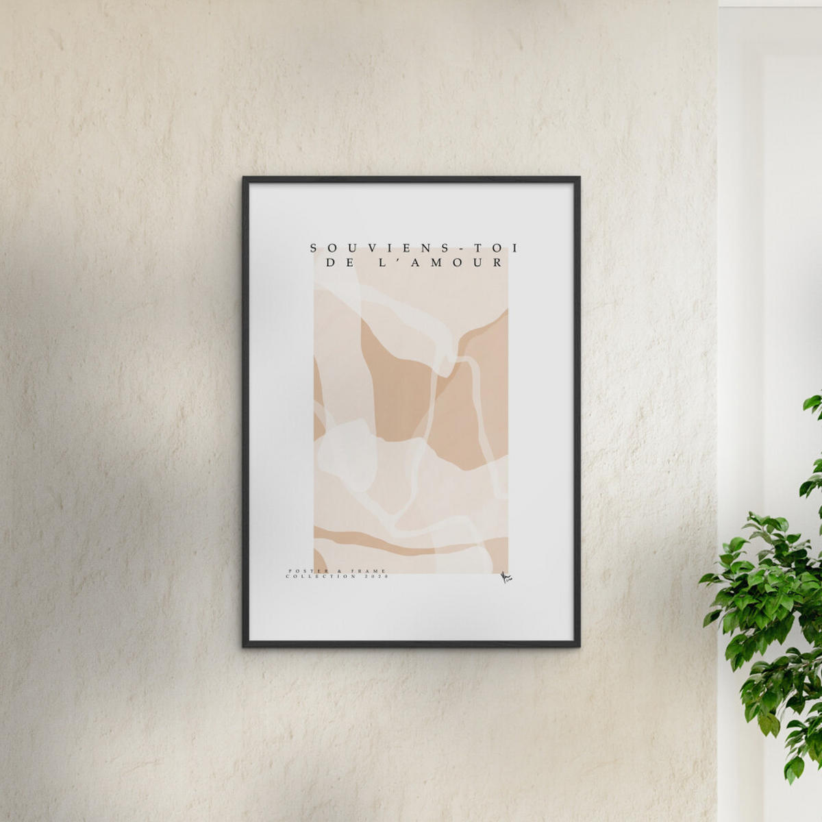POSTER mit Rahmen Poster & Frame - Collection - Souviens Toi De L'amour - Schwarz/Naturfarben, Holz/Papier (30/40cm) - Poster&Frame