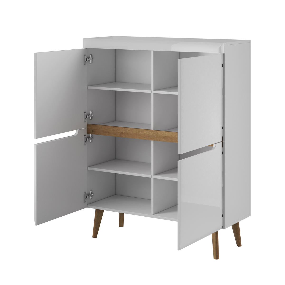 HIGHBOARD NORDICO 107/134/40 cm mit 4 Türen Weiß - Weiß, Holzwerkstoff (107/134/40cm) - MASSENO