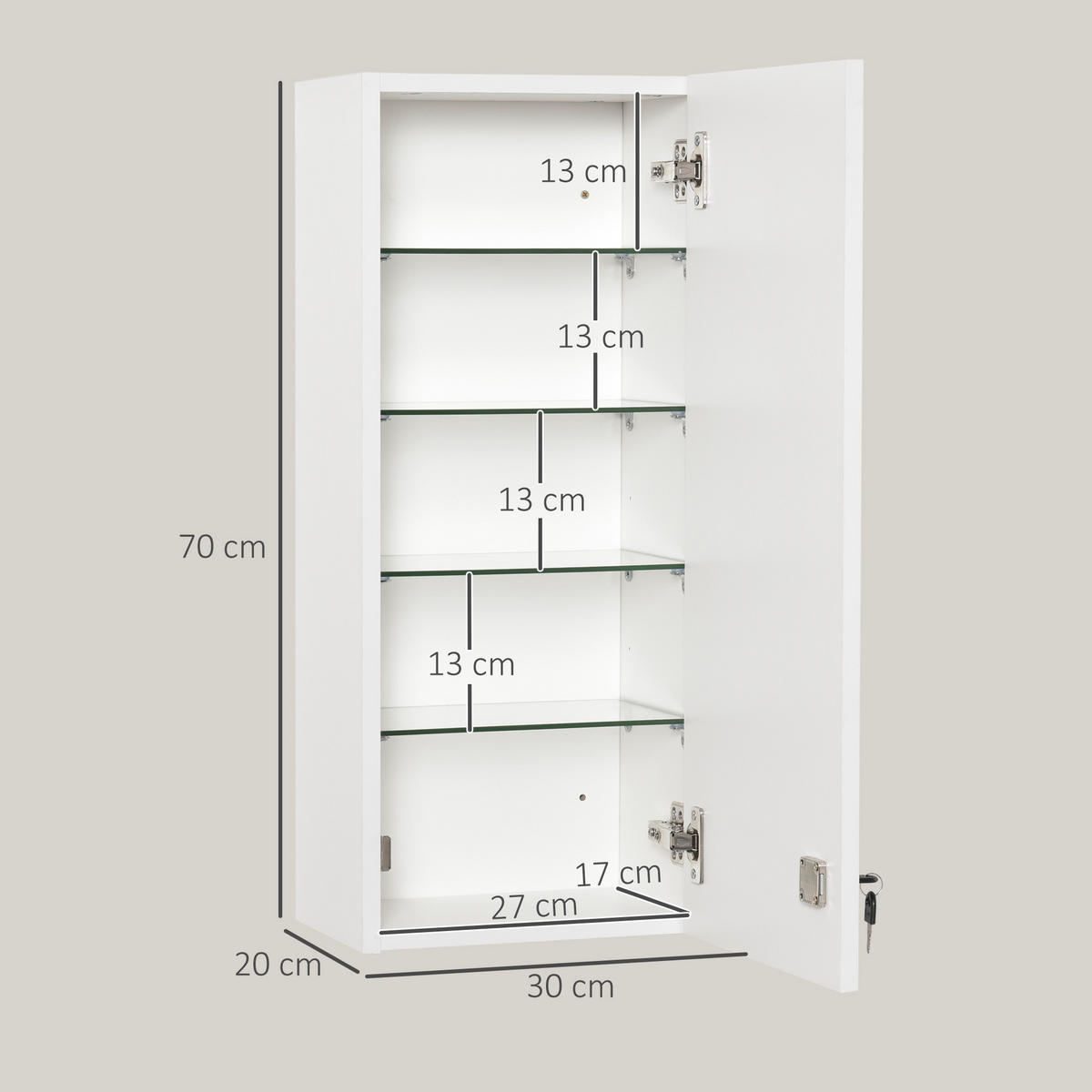 HÄNGESCHRANK Weiß 1 Stück - Weiß, Kunststoff (30/70/20cm) - GiPP