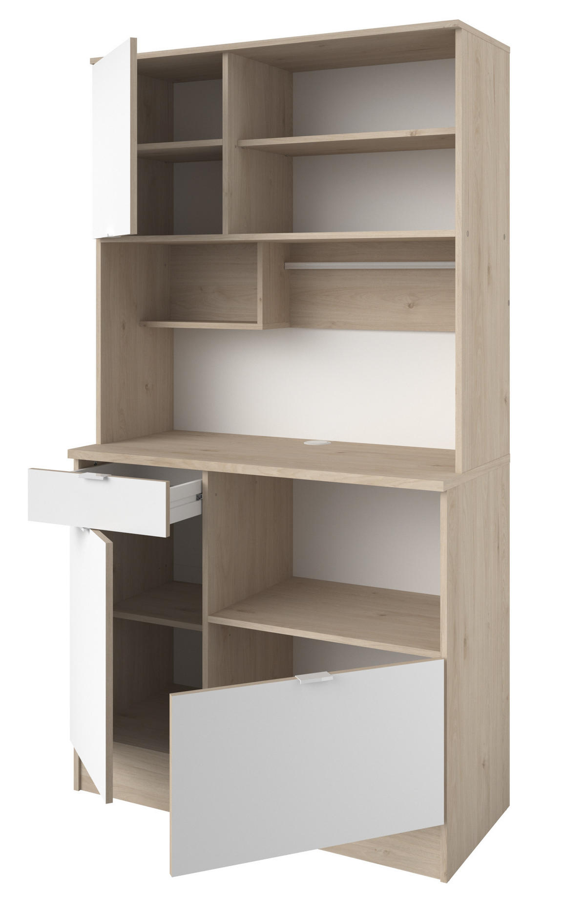 KÜCHENBUFFET Socool 11 in Weiß und Eiche - Weiß, Holzwerkstoff (80/200/120cm)