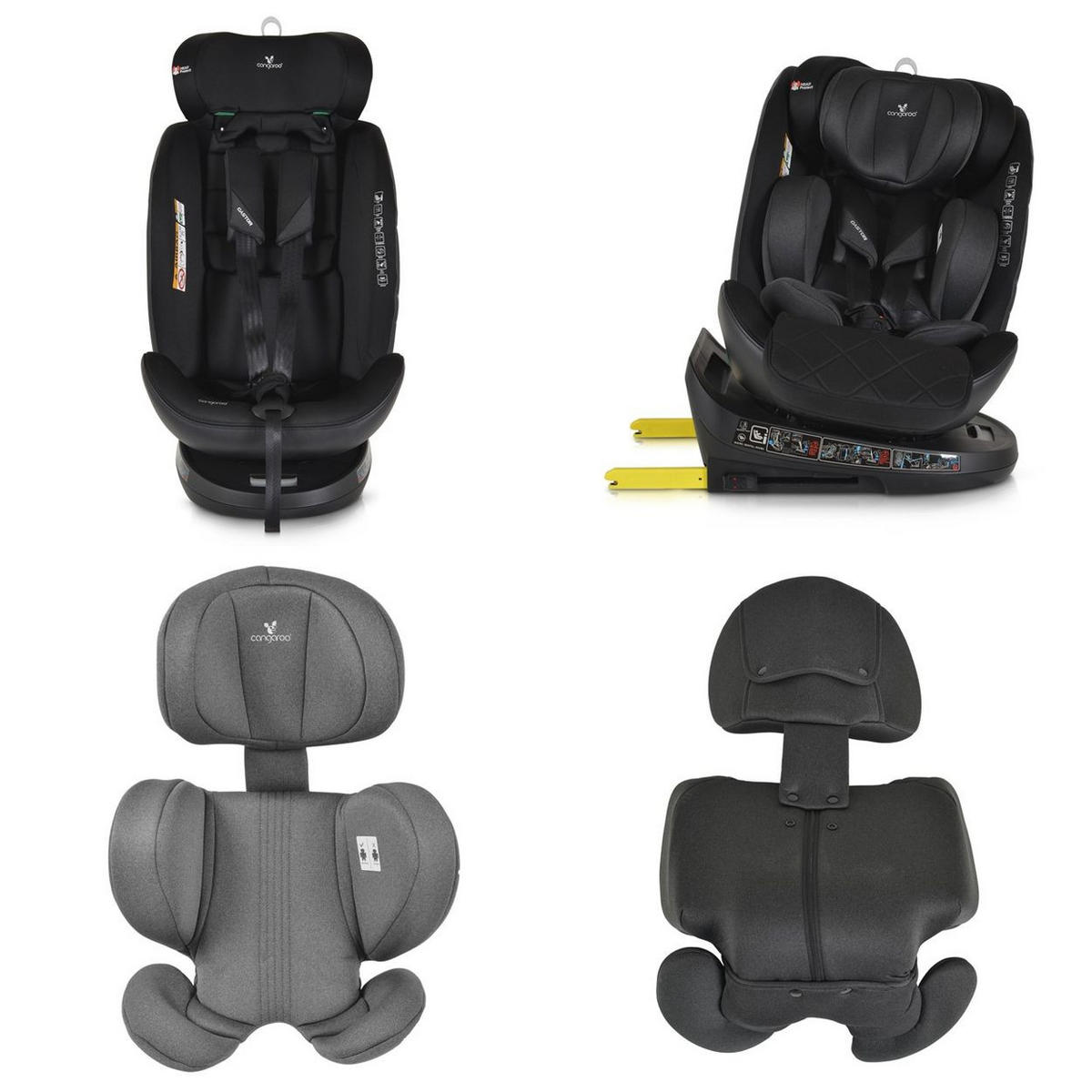KINDERSITZ i-Size Castor schwarz 40-150cm) Gruppe 0/1/2/3 Isofix, Kopfschutz - Schwarz, Kunststoff (45/69/51cm) - Cangaroo