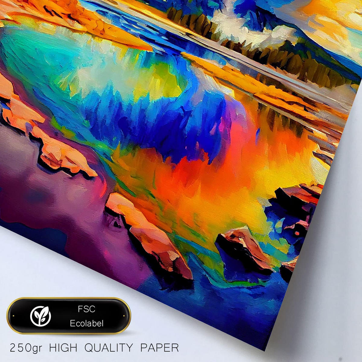 POSTER Set Mit 6 Wolken Im Ölgemälde Stil A3 & A4 Schwarzer Rahmen - Schwarz, Papier (29/3cm) - Nacnic