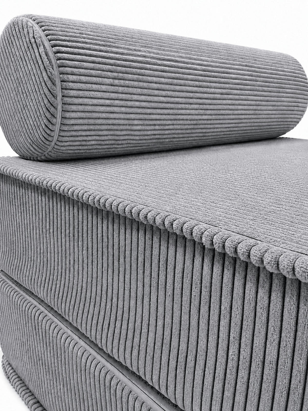 SCHLAFSESSEL ausklappbar, modularer Bodensessel mit Rückenrolle in Grau - Grau, Textil (80/62/95cm) - SURB