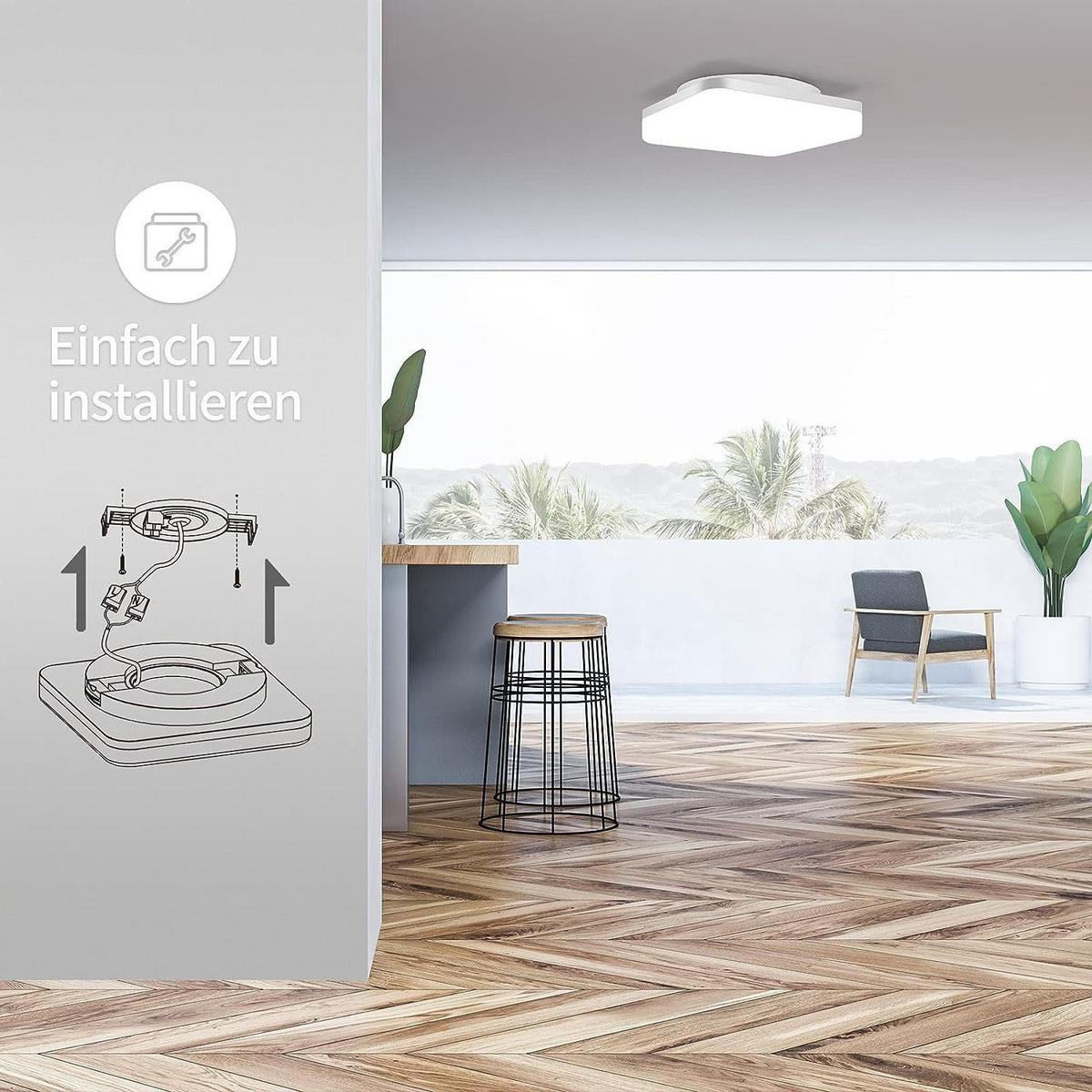 LED Deckenlampe 27/27/3.5cm - Weiß, Metall (27/27/3.5cm) - Nettlife