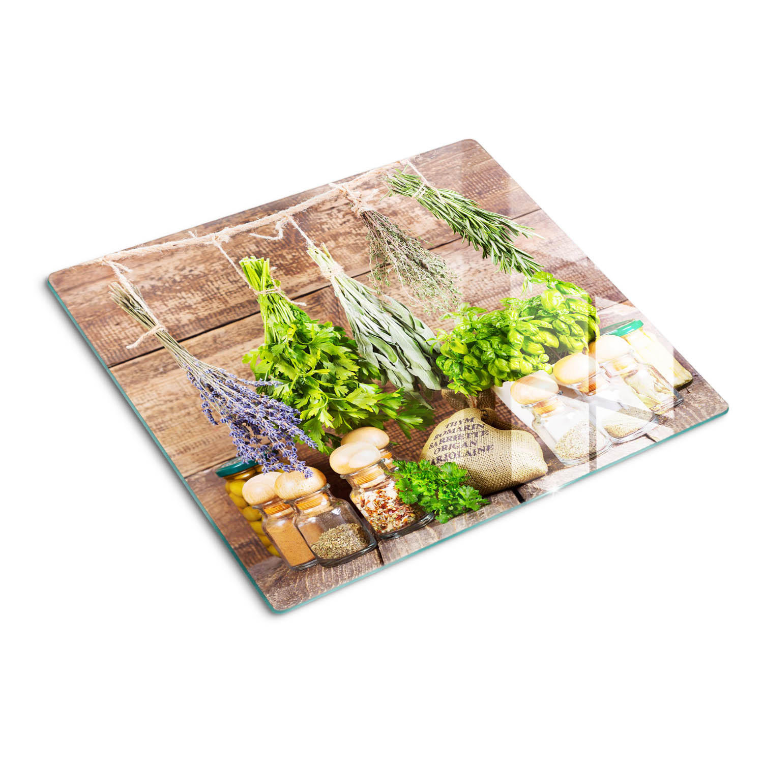 GLASPLATTE 60x52 cm Kräuterschnur - Grün, Glas (60/0.4/52cm) - TULUP