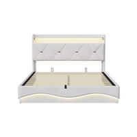 KLÄDD säng 160/200 cm grå med sänglåda och USB-portar - Beige, Trä (160/200cm) - SHOPENTRA