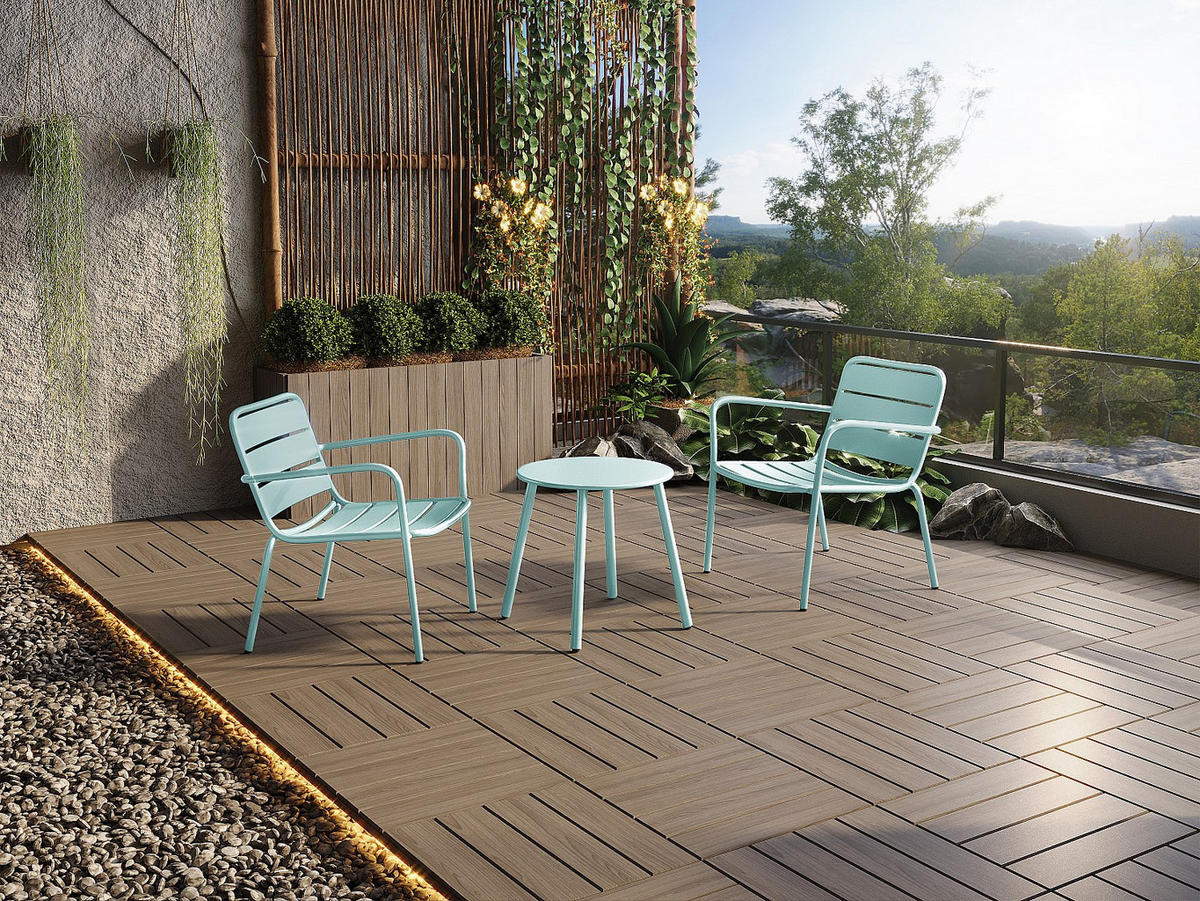 GARTENBEISTELLTISCH - 1 -Sitzer - Stahl - mandelgrün - MIRMANDE - Grün, Metall (50/50/44.5cm) - Vente-Unique