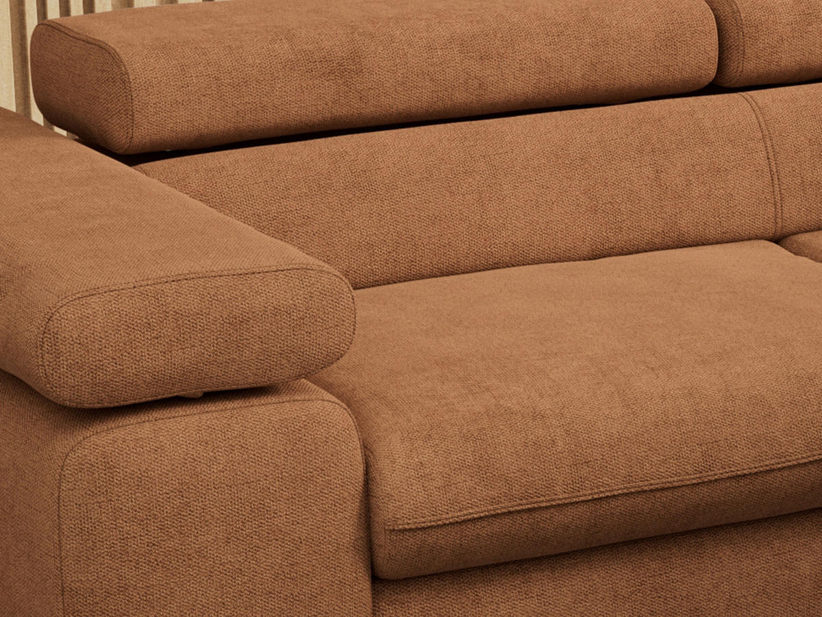 ECKSOFA PEDRO L Orange Struktur - Rechts Seite - Schwarz/Orange, Textil/Metall (273/208cm) - MKS