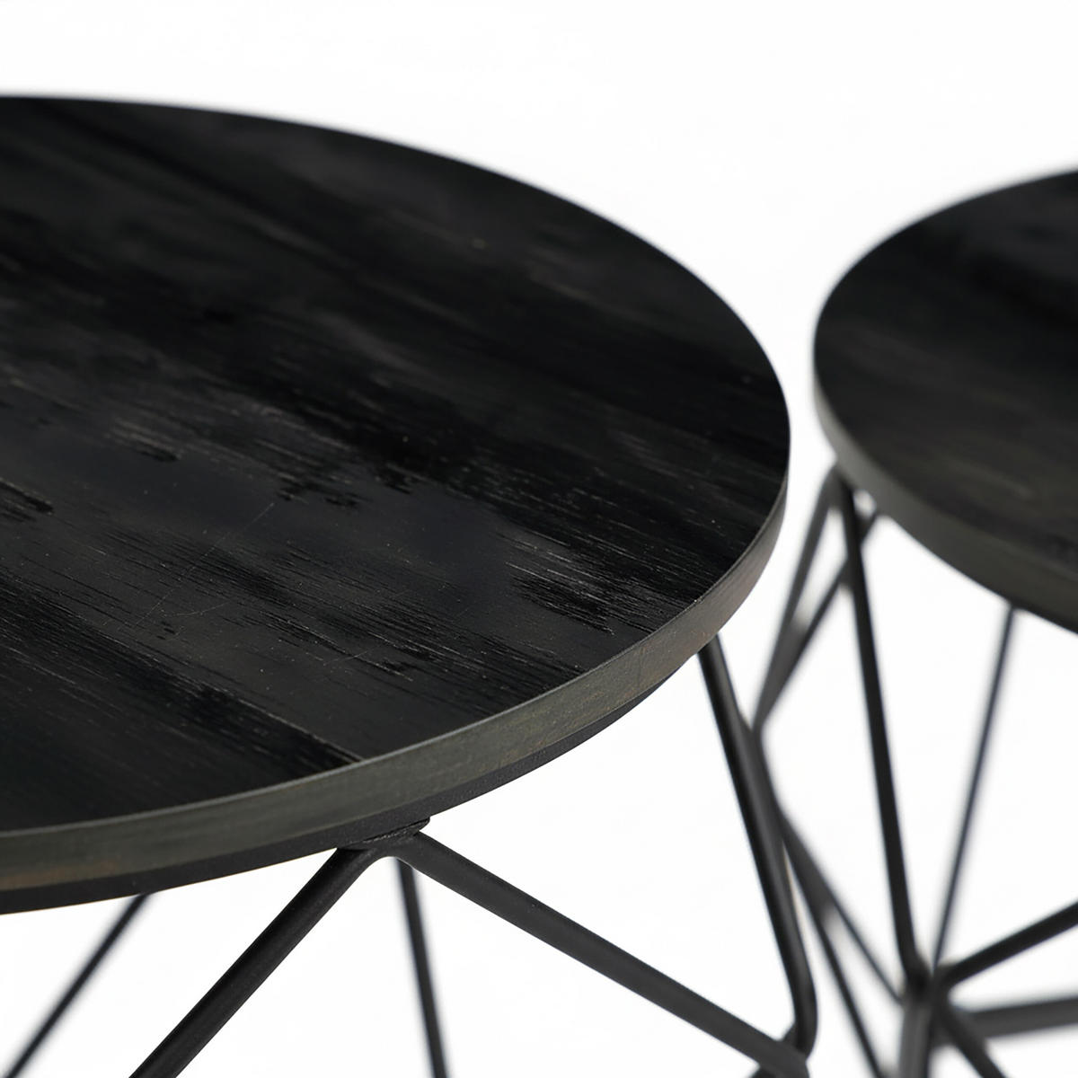 2-TLG.COUCHTISCH-SET - Schwarz, Holzwerkstoff/Metall (40/40/50cm) - Relaxdays