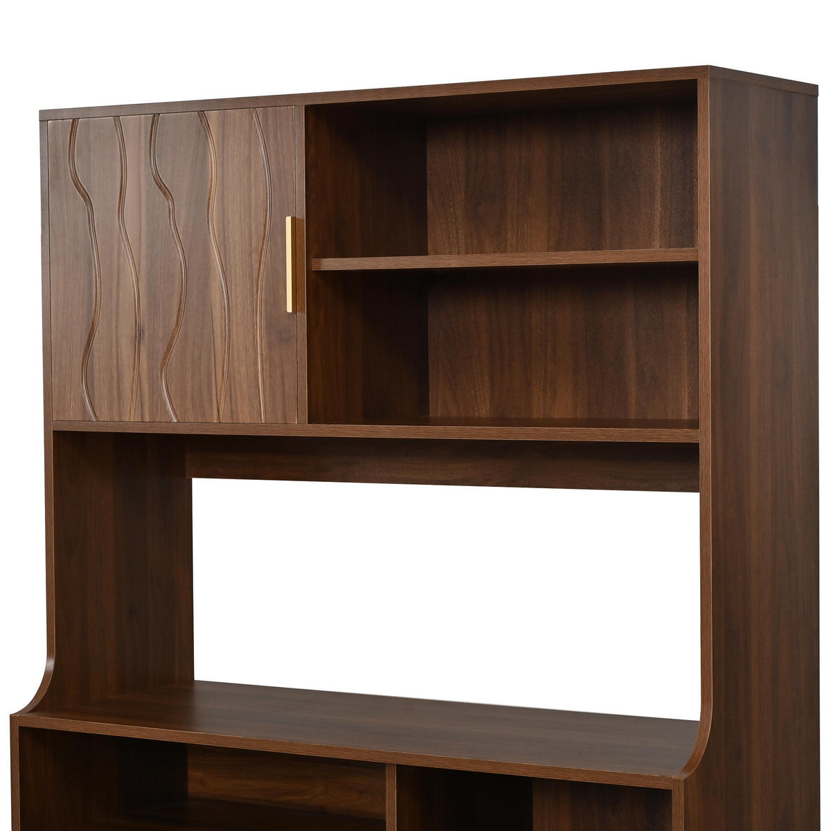 BUFFET DE-38333 100/32/170 cm mit Wellenstruktur-Front Nussbaum - Walnussfarben, Holzwerkstoff (100/170/32cm) - ComfortXL
