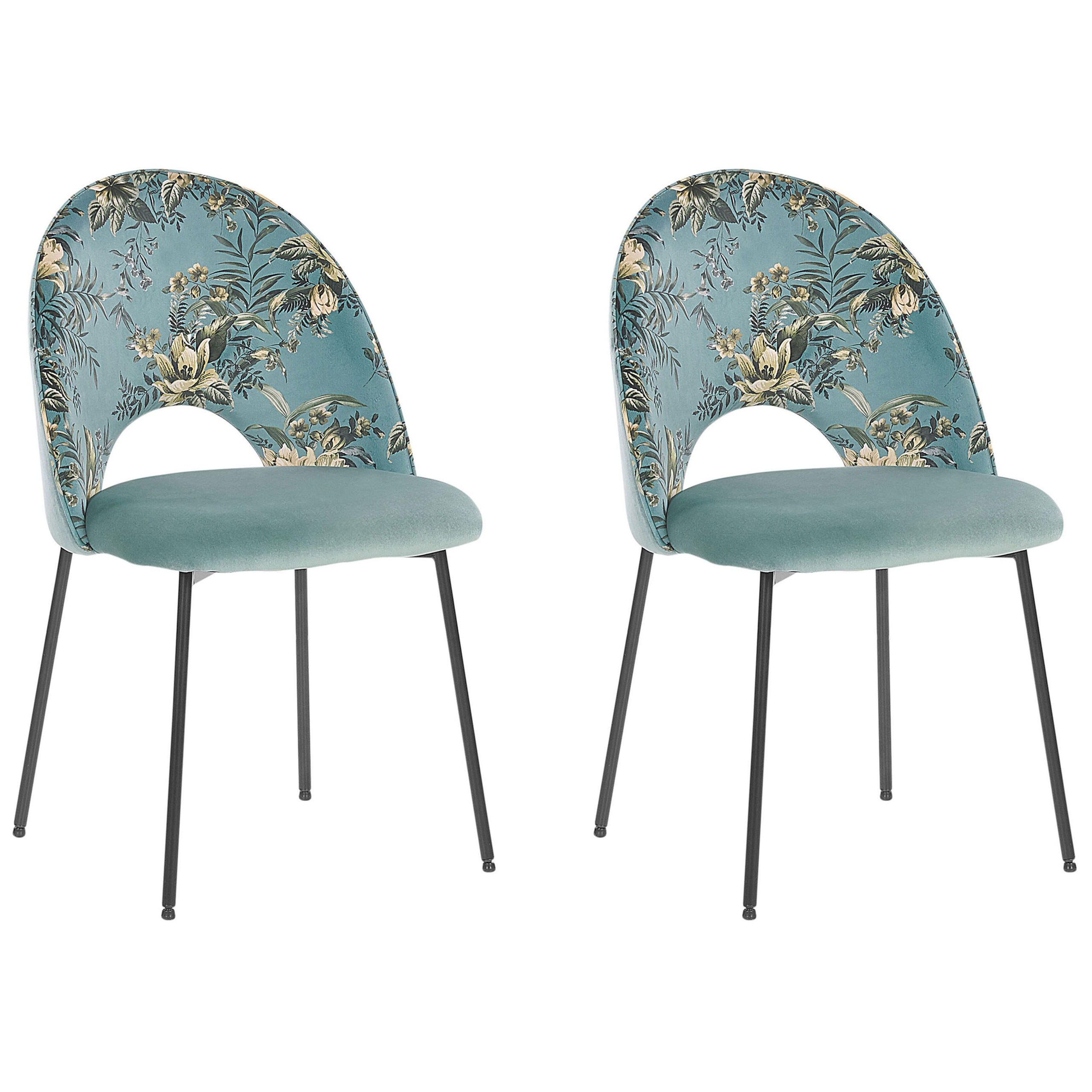 STUHL 2er-Set Samtstoff Grün Covelo - Grün, Textil/Metall (46/84/45cm) - Beliani