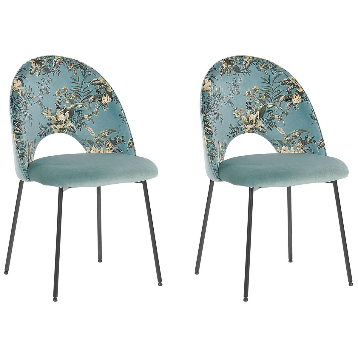ESSZIMMERSTUHL 2er-Set Samtstoff Grün Covelo - Grün, Textil/Metall (46/84/45cm) - Beliani