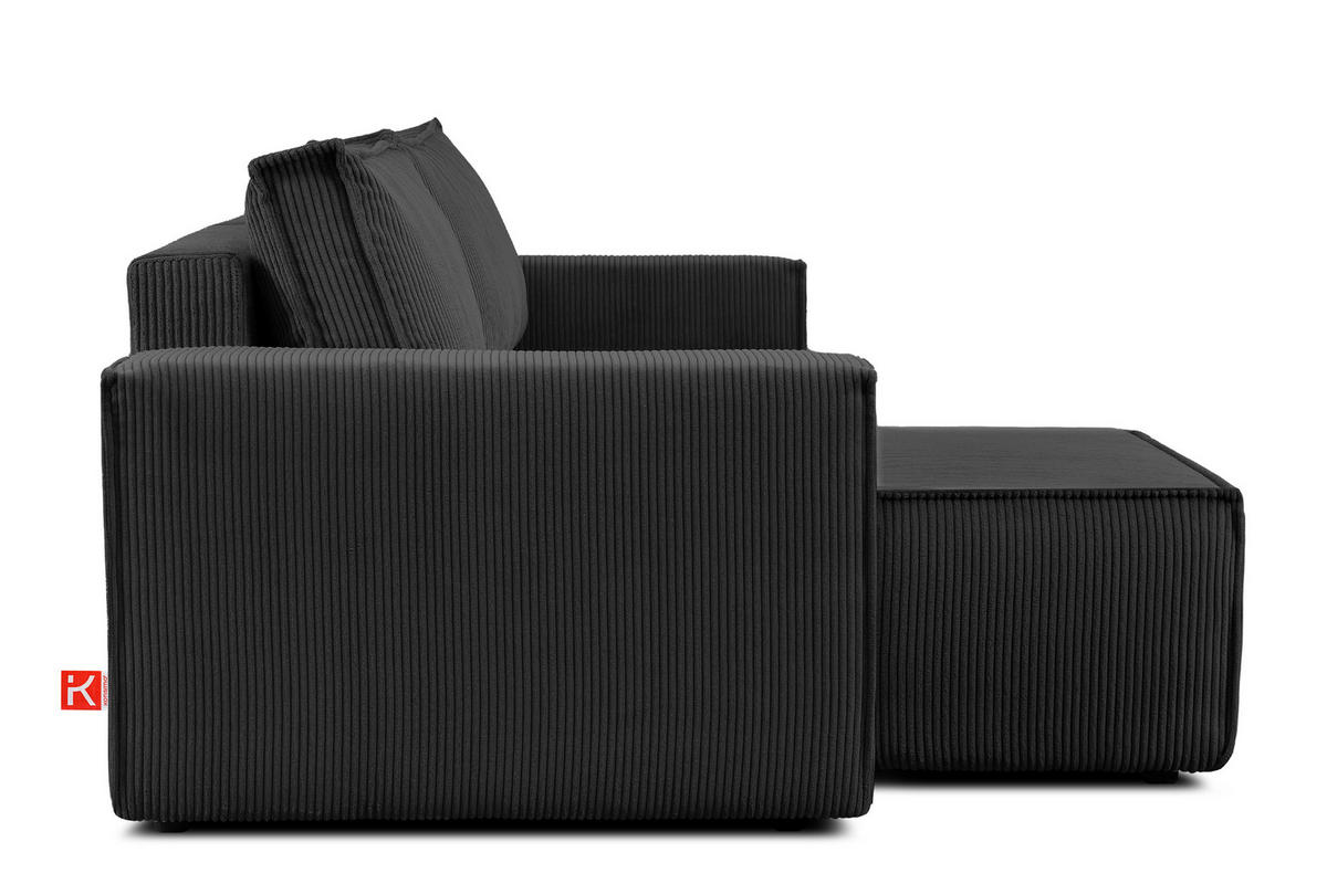 ECKSOFA-LINKS/RECHTS NAPI Schlaffunktion mit Cordbezug, dunkelgrau - Dunkelgrau/Schwarz, Textil (262/148cm) - KONSIMO®