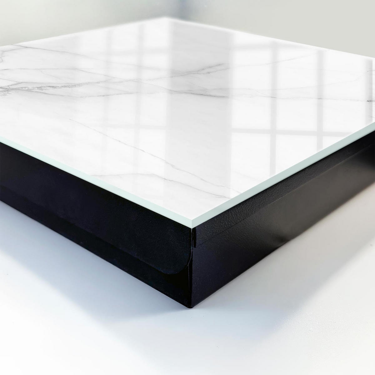 SCHLÜSSELBOX Schwarz 30x30 cm- Türöffnung nach rechts - Marmor-Eleganz - Weiß, Metall (30/30/5cm) - TULUP