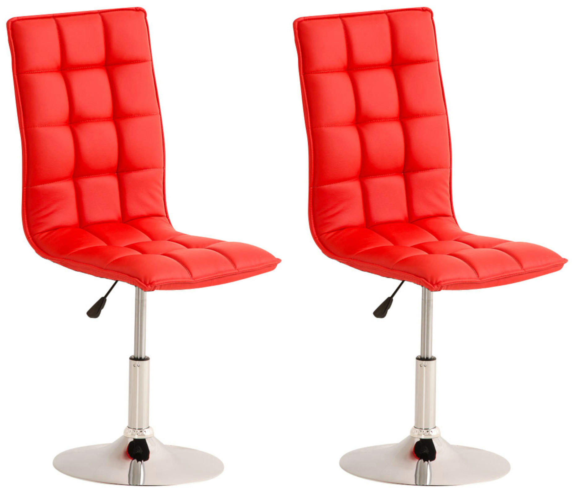 DREHSTUHL 2er Set Lederlook rot - Chromfarben/Rot, Textil/Metall (43/90/56cm) - CLP