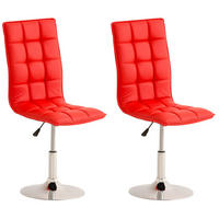 DREHSTUHL 2er Set Lederlook rot - Chromfarben/Rot, Textil/Metall (43/90/56cm) - CLP