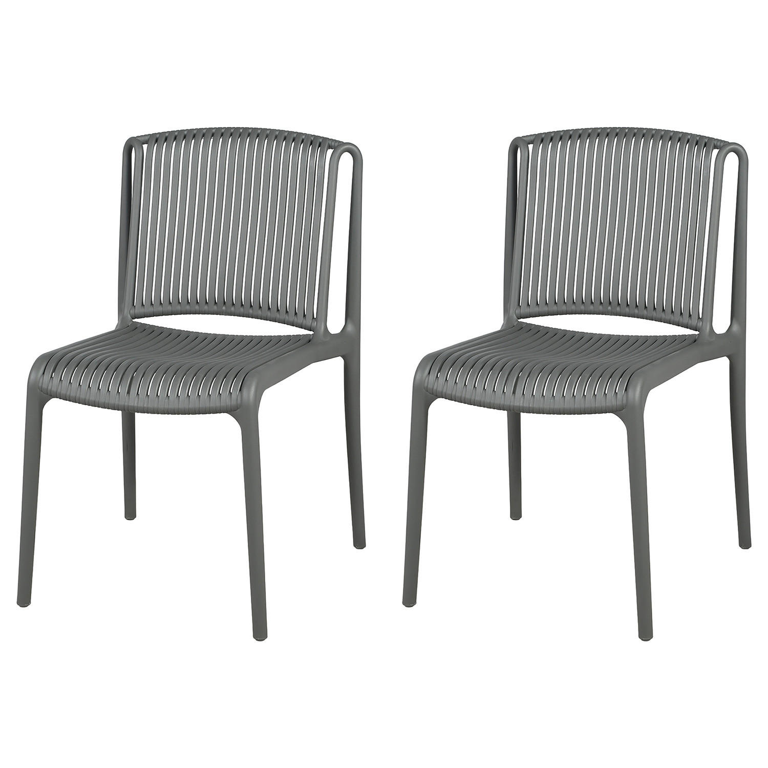 GARTENSTUHL - 2er-Set - Polypropylen - Anthrazit, Kunststoff (53/83/56cm) - home24
