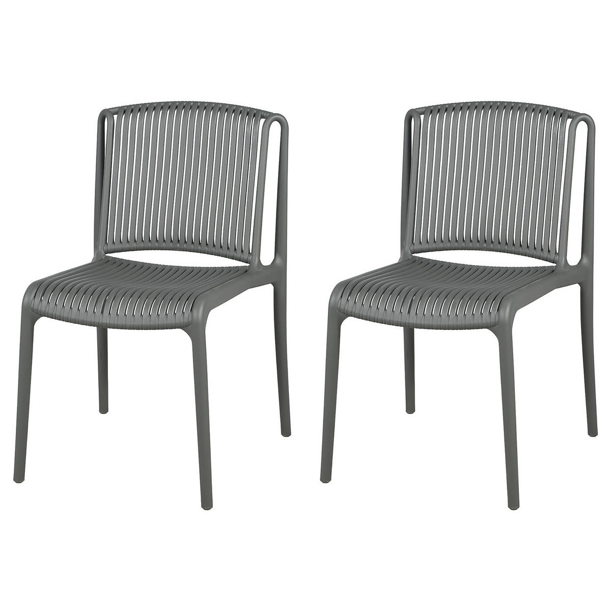 GARTENSTUHL - 2er-Set - Polypropylen - Anthrazit, Kunststoff (53/83/56cm) - home24