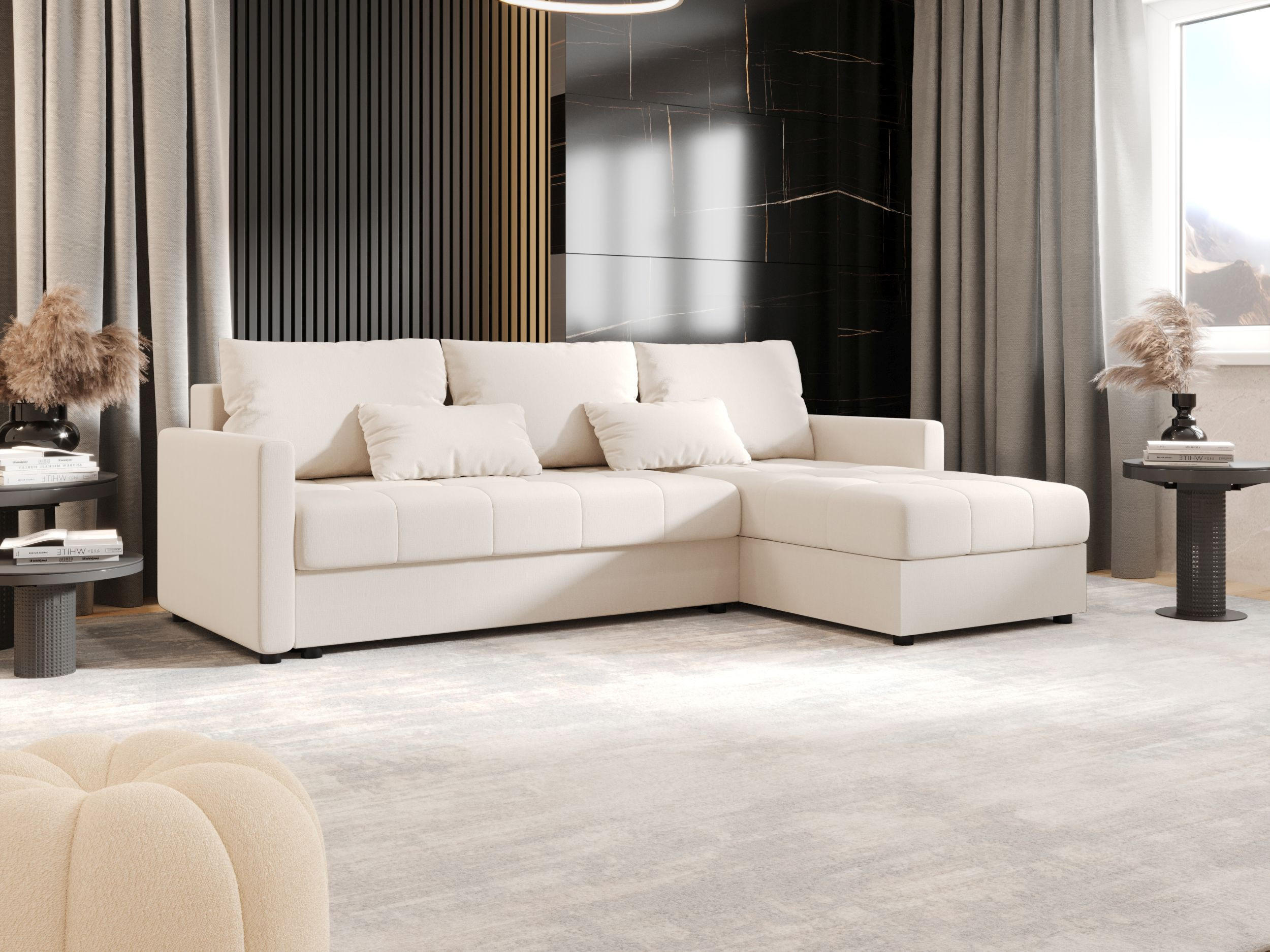 ECKSOFA MOS L BIS Cosmic 10 Rechts mit Schlaffunktion - Beige, Textil (220/143cm) - Bedante