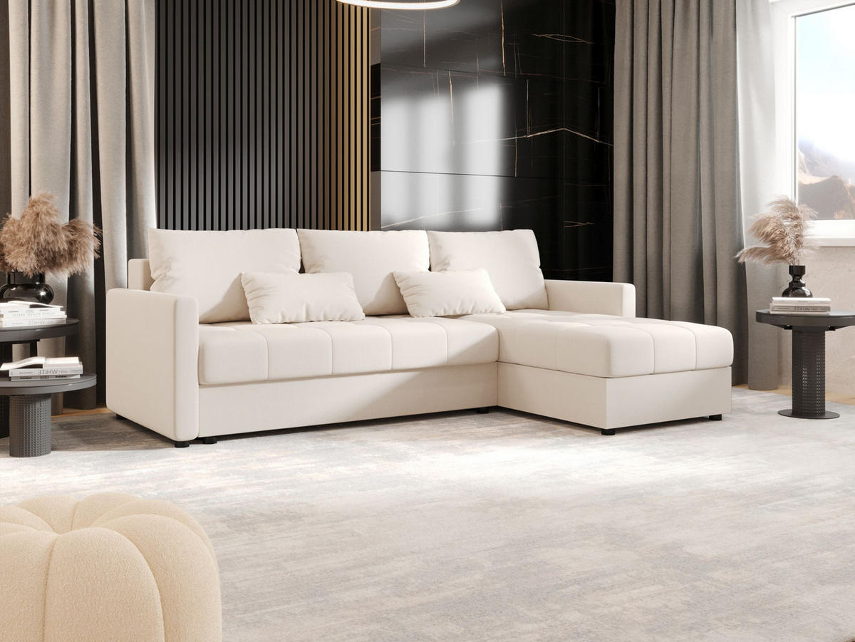 ECKSOFA MOS L BIS Cosmic 10 Rechts mit Schlaffunktion - Beige, Textil (220/143cm) - Bedante