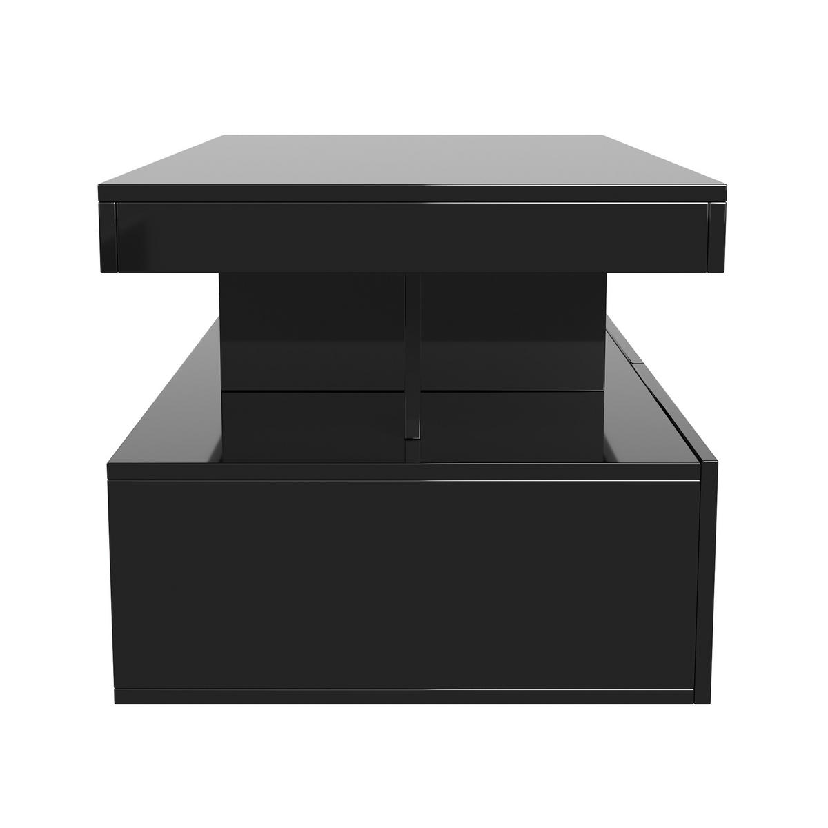 COUCHTISCH 2 Schubladen LED Stauraum modern schwarz - Schwarz, Holz (53/104/46cm) - LEBENLANG
