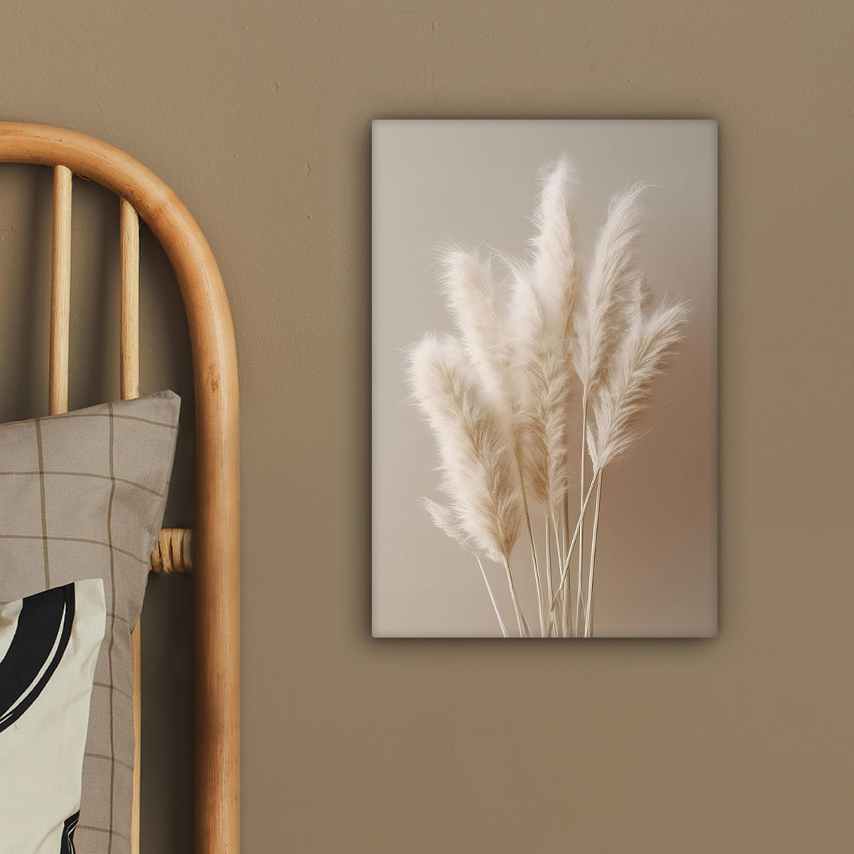 LEINWANDBILD Pampasgras - Federn - Pastell - Weiß 20x30 cm - Naturfarben, Textil (20/30cm) - MuchoWow