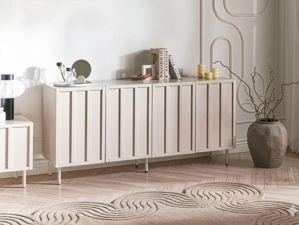 SIDEBOARD Hellbeige Clunes - Beige, Holzwerkstoff (160/75/38cm) - Beliani