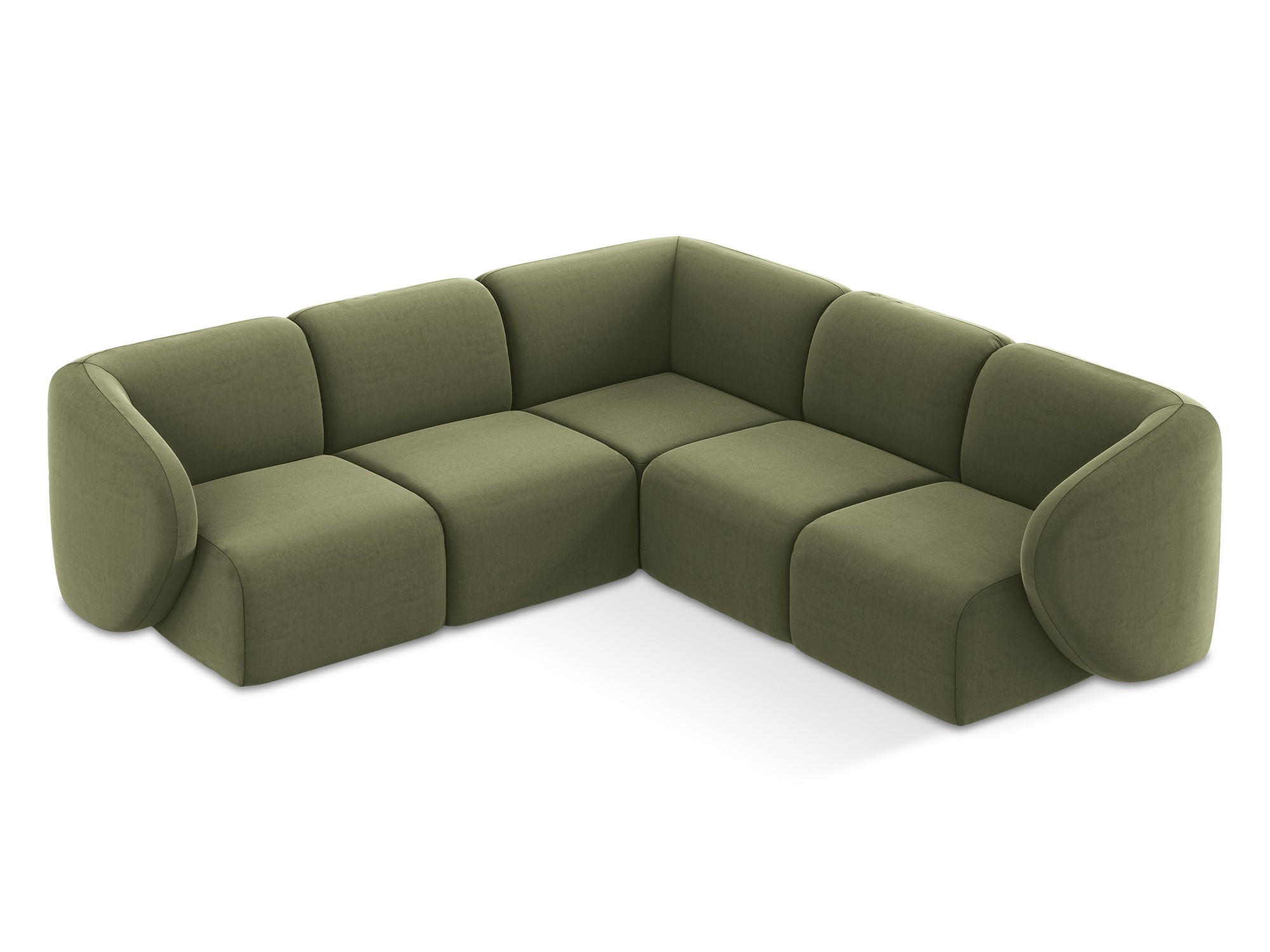 Thumbnail - Makamii Ecksofa, Olivgrün, Textil, Holzwerkstoff, 4-Sitzer, 251x251 cm, Hergestellt in Europa, Oeko-Tex®, Wohnzimmer, So...