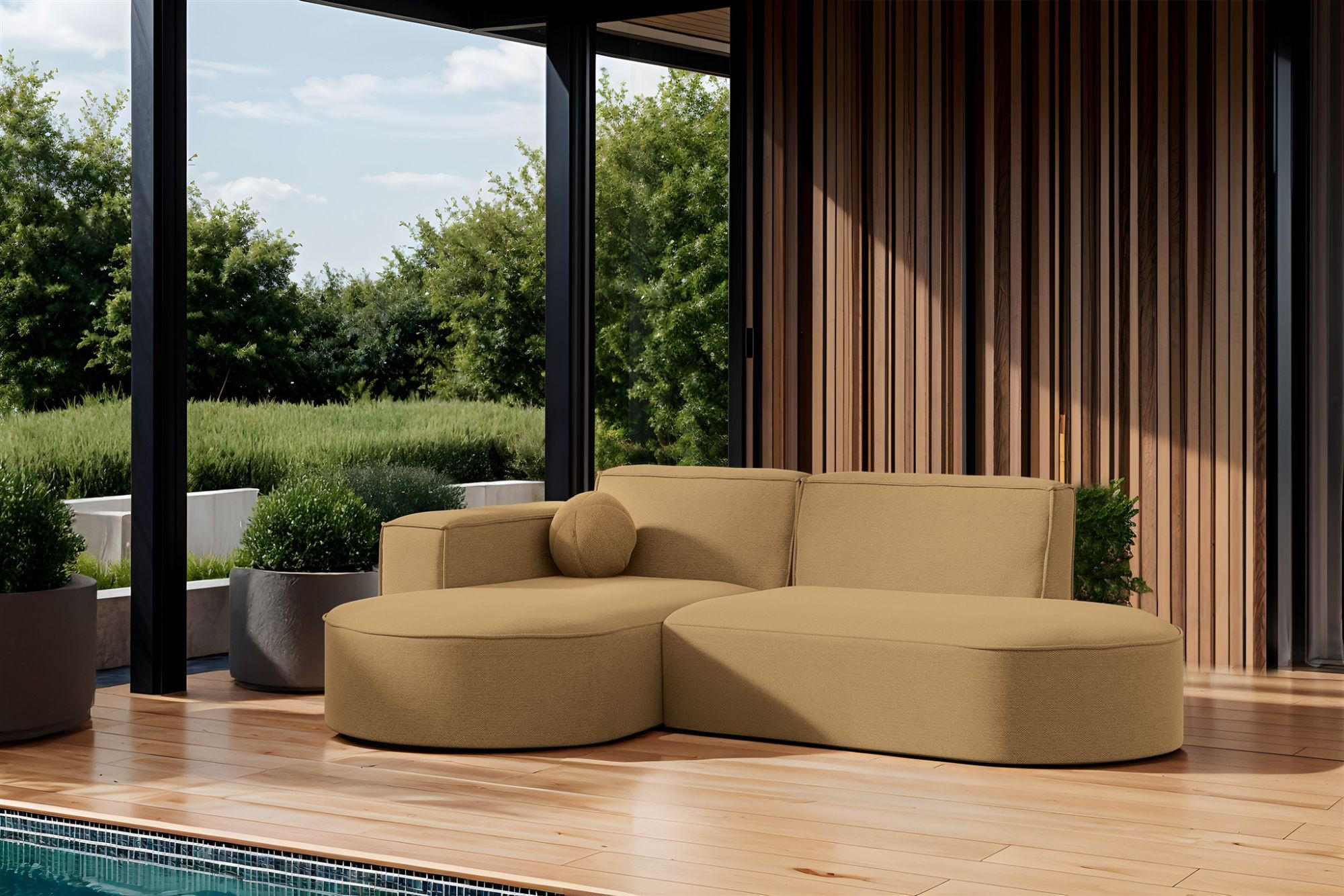 ECKSOFA Sunday Xs - Braun, Holzwerkstoff (236/78/165cm) - Fun Möbel