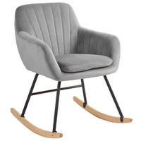 SCHAUKELSTUHL Samtstoff Grau Liarum - Grau, Holz/Textil (60/82/74cm) - Beliani