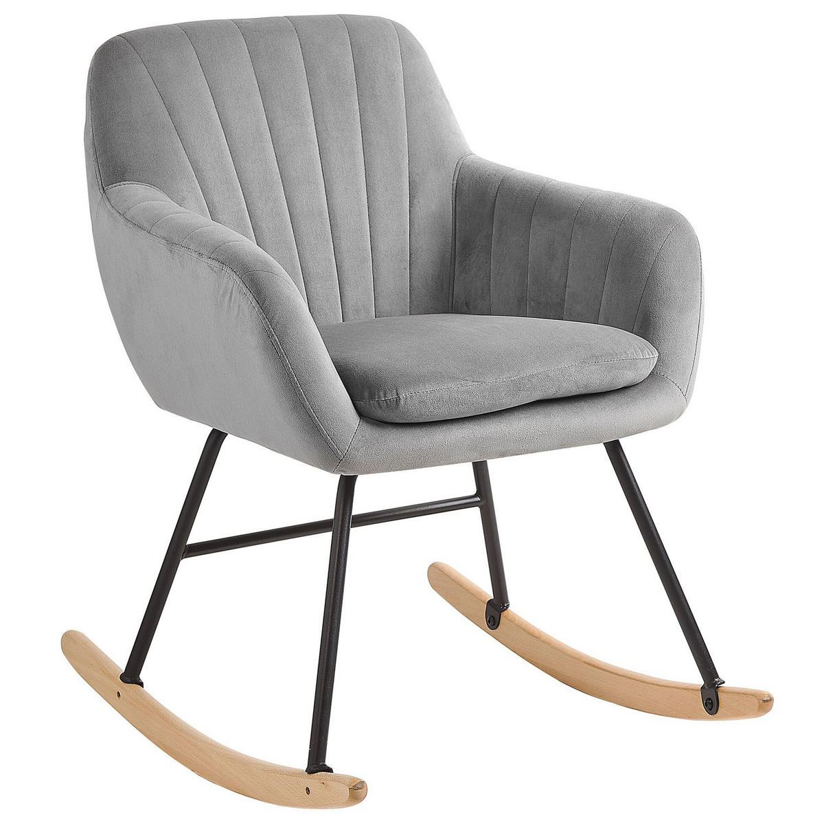 SCHAUKELSTUHL Samtstoff Grau Liarum - Grau, Holz/Textil (60/82/74cm) - Beliani