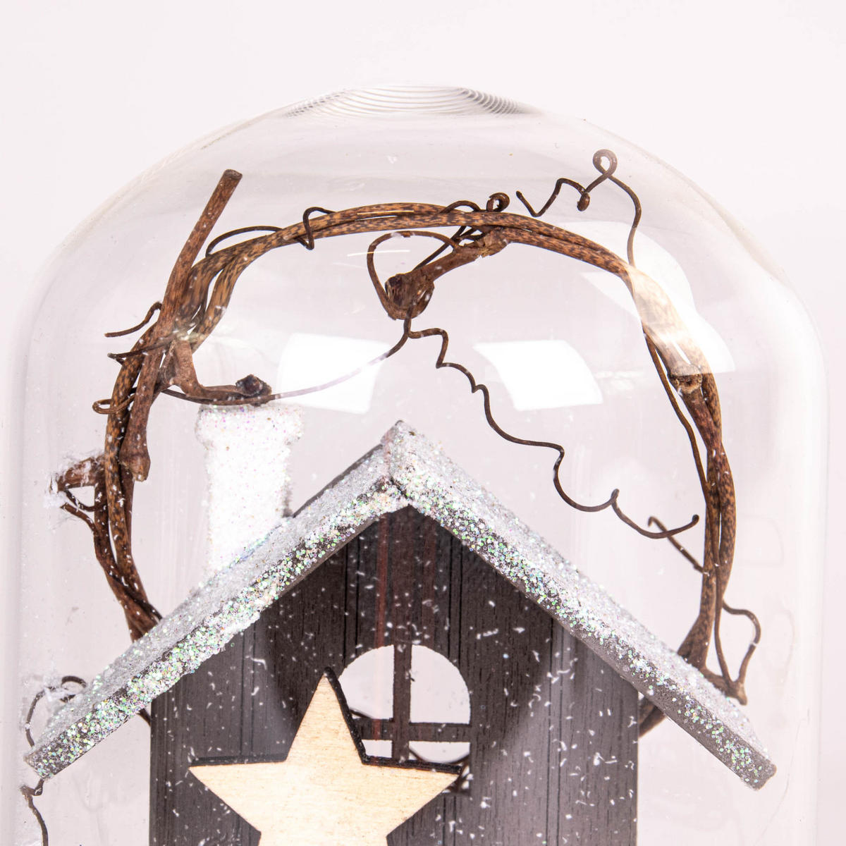 GLASKUPPEL mit Holzdeko 6,6/6,6/12,5 cm - Multicolor, Holzwerkstoff (6.6/12.5/6.6cm) - Fééric Lights and Christmas