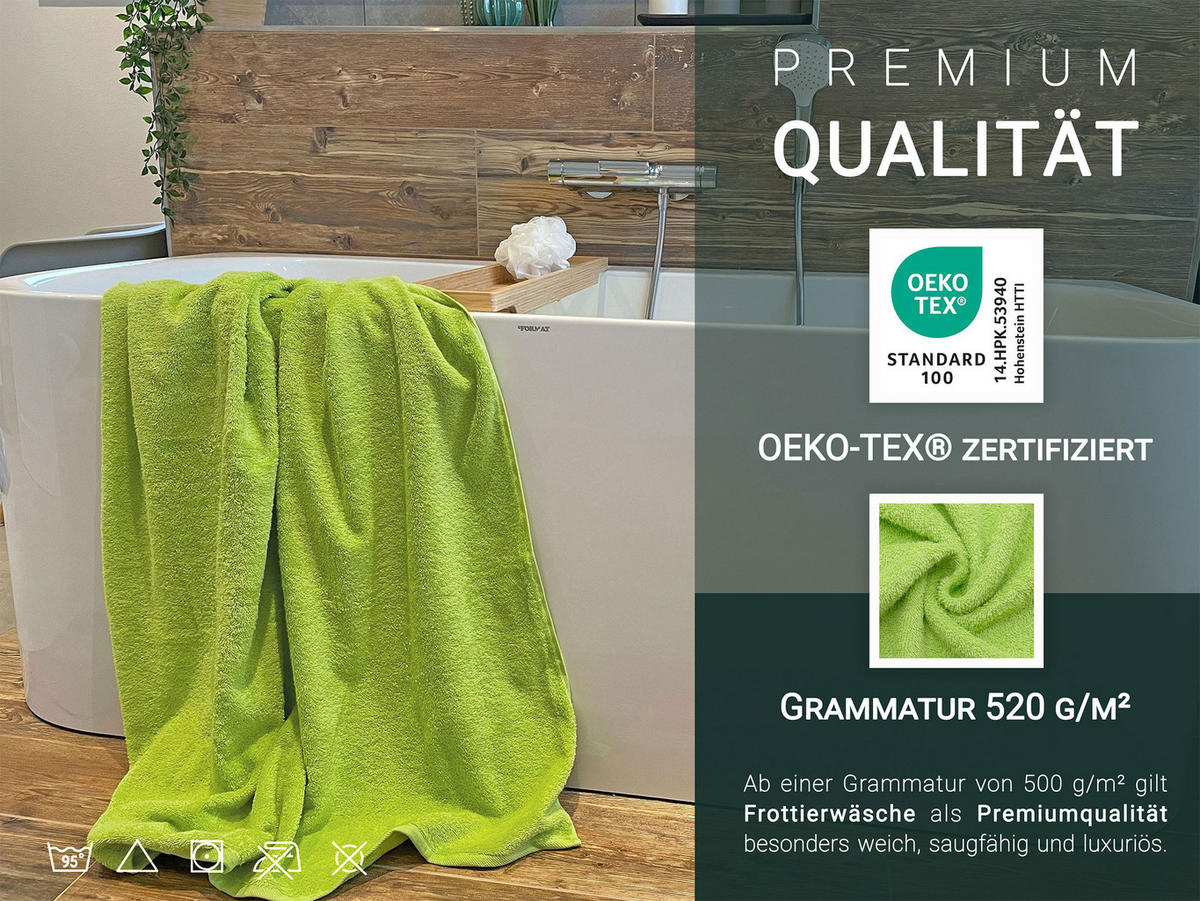 BADETUCH, 2er-Set, 100x150 cm, 100% Baumwolle, Grün - Hellgrün, Textil (100/150cm) - Zollner