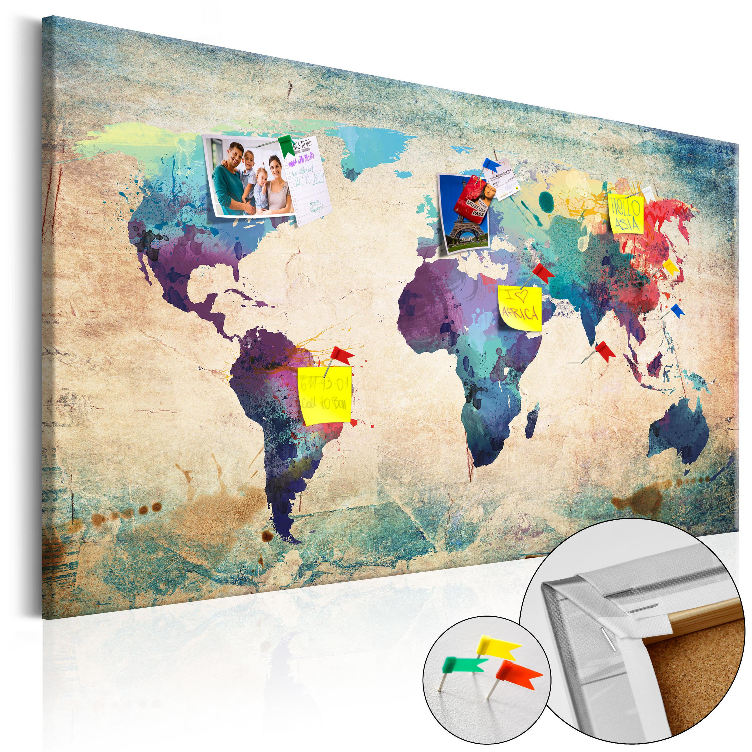 PINNWANDBILDER Bunt 90/60 cm - Multicolor, Naturmaterialien/Textil (90/60cm) - KUNSTLOFT