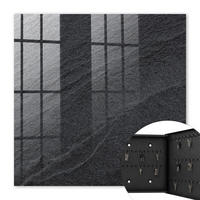 SCHLÜSSELBOX Schwarz 30x30 cm- Türöffnung nach rechts - Steinstruktur - Schwarz, Metall (30/30/5cm) - TULUP
