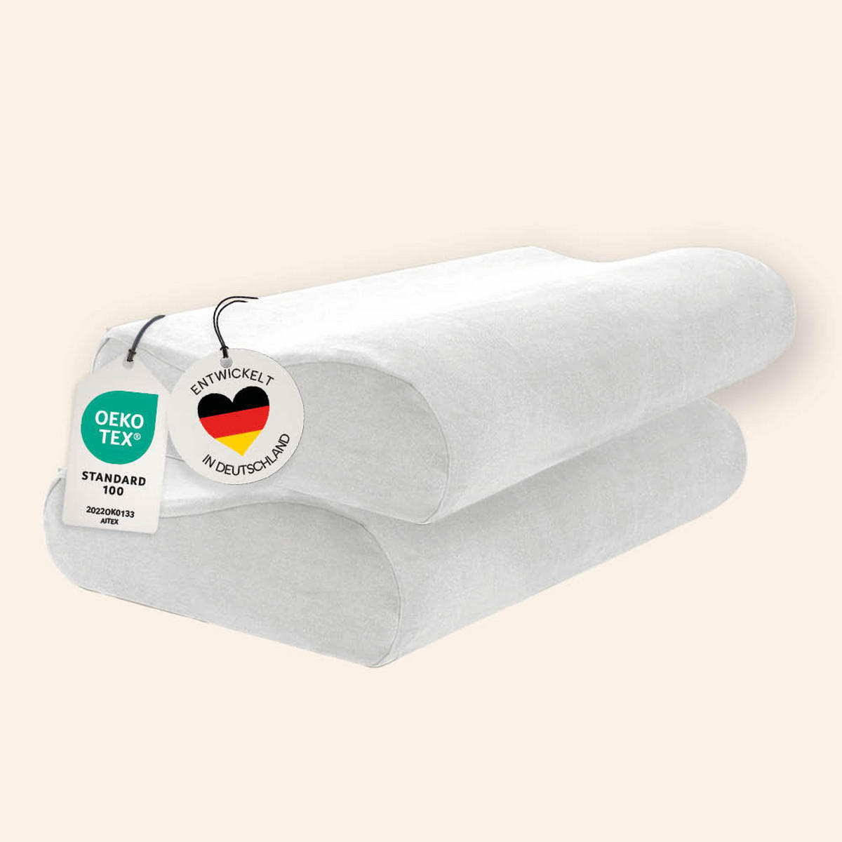 KISSENBEZUG für orthopädisches Nackenkissen – DOPPELPACK Weiß 60x30 cm - Weiß, Textil (30/60cm) - casimum