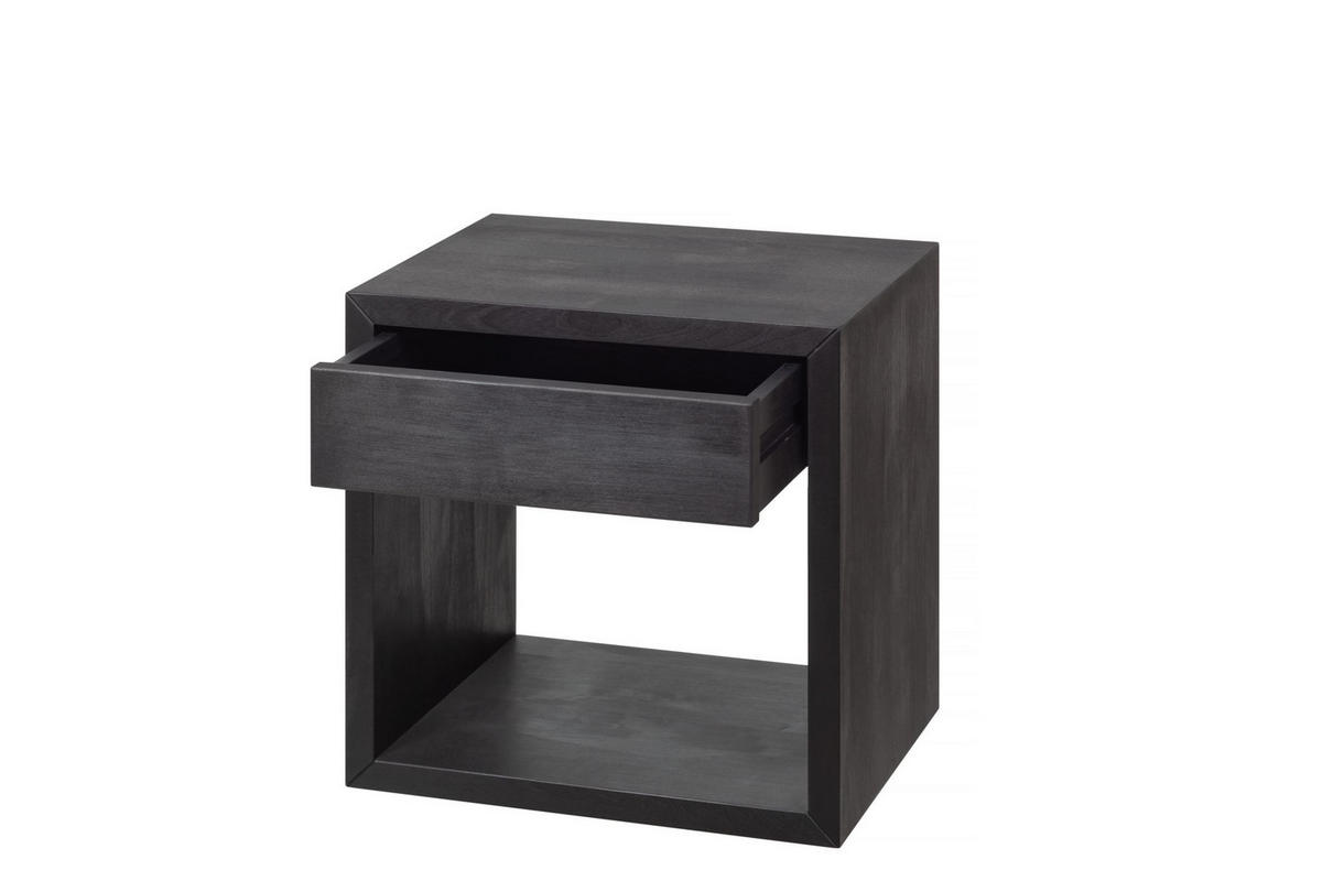 NACHTTISCH Hugo 2er Set, schwarze Birke, 30/39/39 cm - Schwarz, Holz (39/39/30cm) - WOODEK