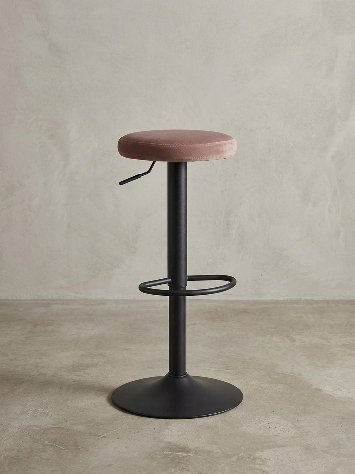 BARHOCKER Höhenverstellbar Eisen Samt Drehbar CAMPANIA, Rosa 40x40x79 cm - Pink/Schwarz, Textil/Metall (40/79/40cm) - KADIMA DESIGN