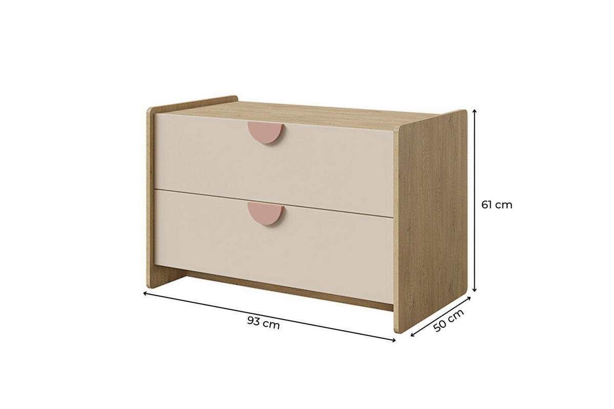 TV-LOWBOARD LEXO 11 93/61/50 cm in Eiche Cremona/Macadamia/Puderrosa - Eichefarben/Beige, Holzwerkstoff (93/61/50cm) - Deine Möbel 24