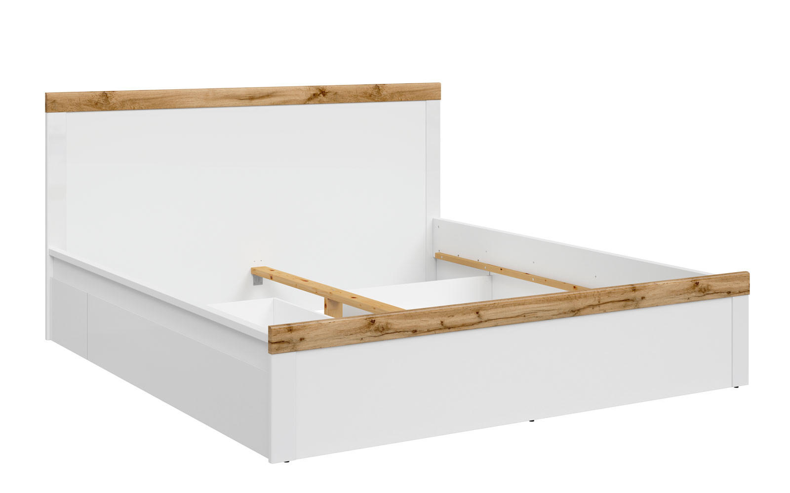 BETT Holten weiß / Eiche Wotan 189 / 200 / 100,5cm - Eichefarben/Weiß, Holz/Holzwerkstoff (180/200cm) - Feldmann-Wohnen