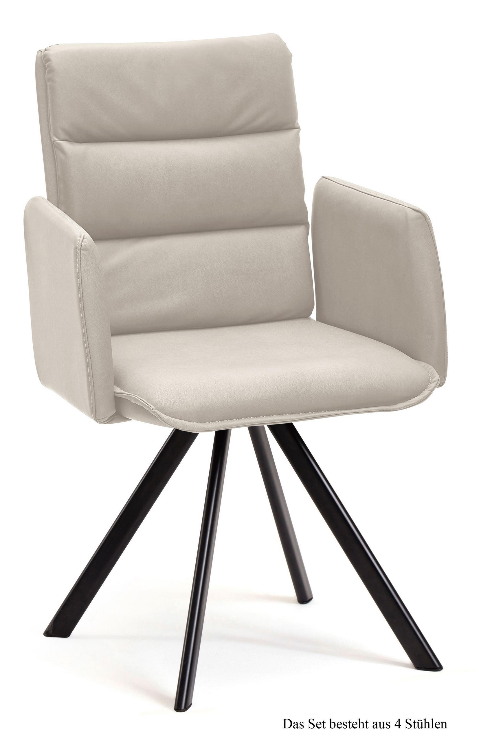ARMLEHNSTUHL drehbar (4er-Set) Devin 52x92x60 Schwarz/Natur - Schwarz/Naturfarben, Kunststoff (60/92/52cm) - 58aufmkessel