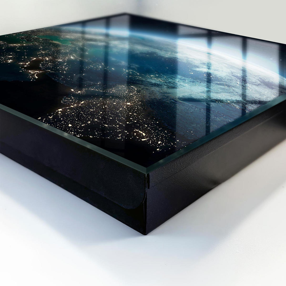 SCHLÜSSELBOX Schwarz 30x30 cm- Türöffnung nach rechts - Nacht Erde - Blau, Metall (30/30/5cm) - TULUP