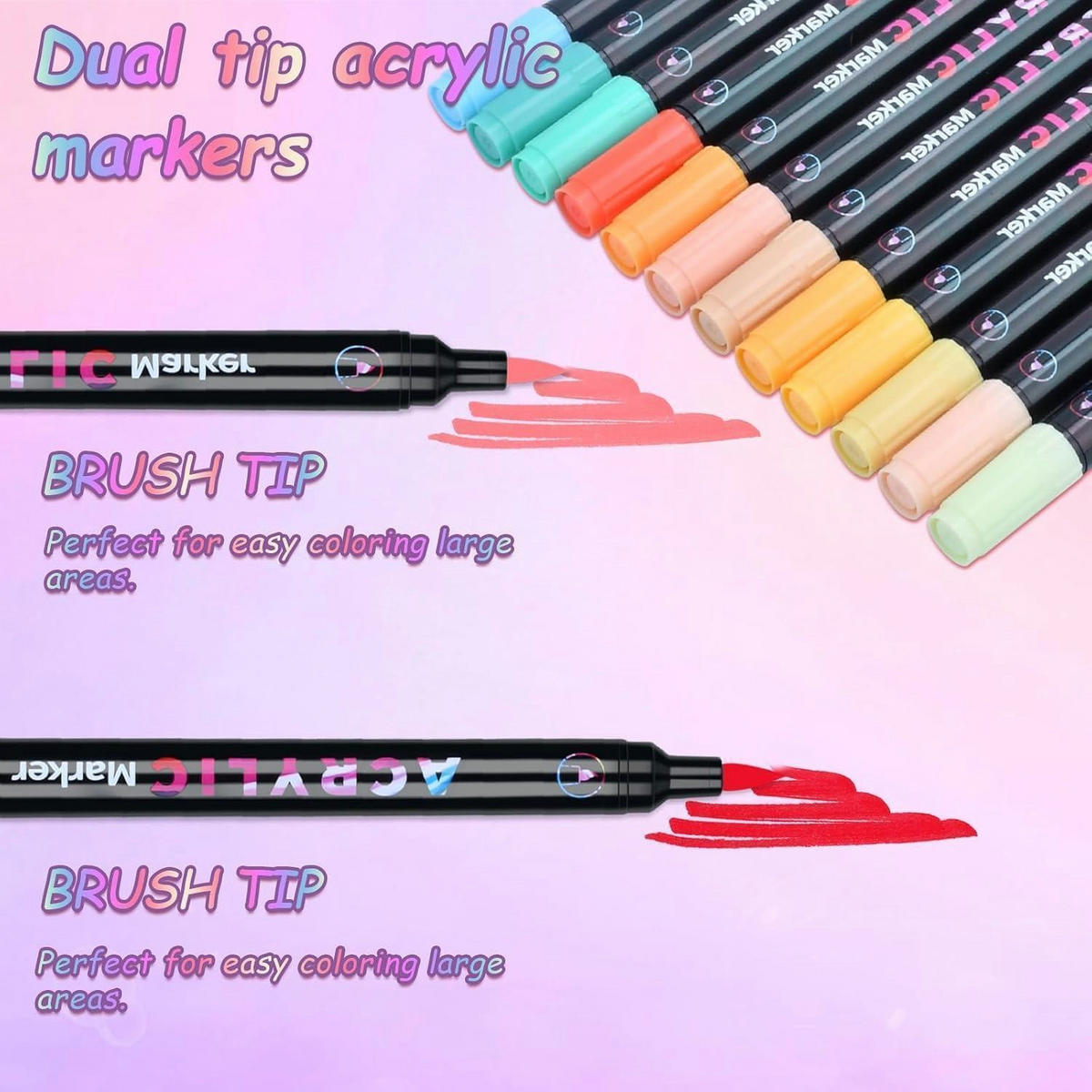 ACRYLSTIFTE Set 36 Stück mit Doppelspitze 72 Farben - Multicolor, Kunststoff (1/1/16.5cm)