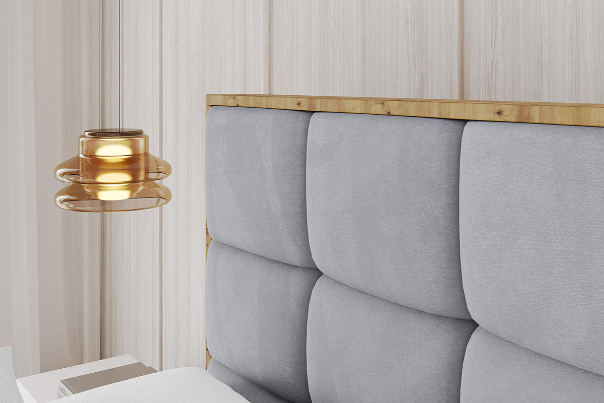 POLSTERBETT mit Bettkasten, Fußteil und Lattenrost, Boxbett ohne Matratze - ENZO2-Z 180x200 Hellgrau - Hellgrau, Holzwerkstoff/Textil (180/200cm) - ALTDECOR