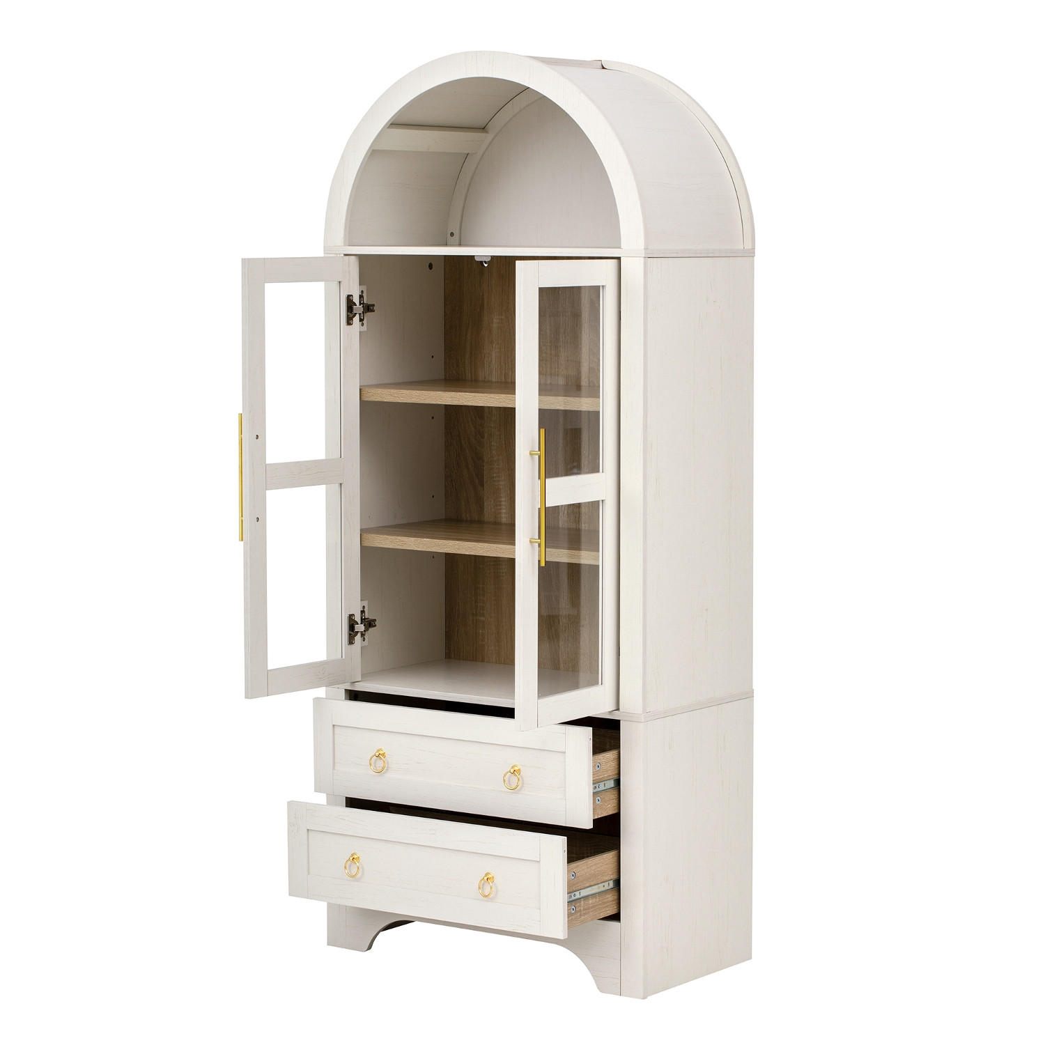 KÜCHENSCHRANK mit Glastüren, 76,2/180/40 cm, MDF und Glas, Weiß, VERSTELLBARE REGALBÖDEN, für Esszimmer und Küche - Weiß, Holzwerkstoff (40/180/76.2cm) - Rolipo
