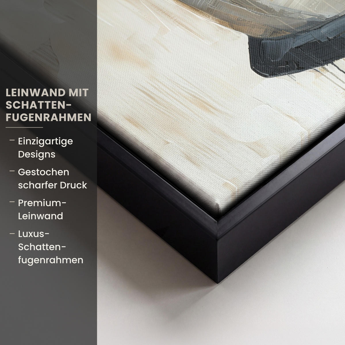 LEINWAND Bilder mit Rahmen - Abstrakt - Liebe - Schwarz und weiß - Modern - 40x30 - Schwarz, Textil (40/30cm) - MuchoWow