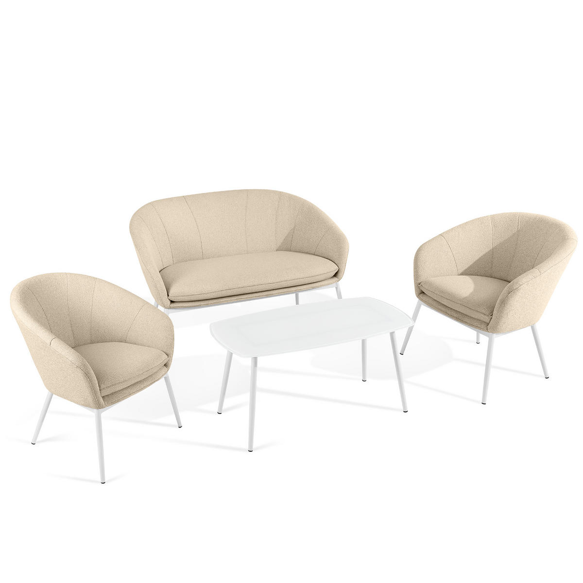 GARTENMÖBELSET SOLIS Gartenlounge-Set, creme/weiß - Creme, Textil/Metall - KONSIMO®