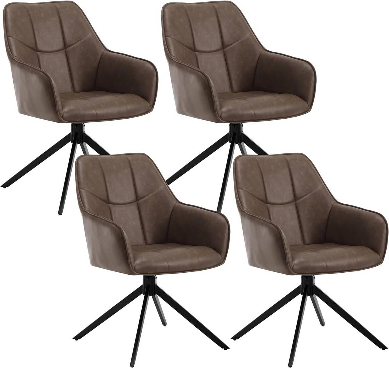 ESSZIMMERSTUHL 4er Set drehbar,Vintage Kunstleder, Braun - Schwarz/Braun, Kunststoff/Metall (58/86/63.5cm) - Woltu