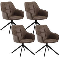 ESSZIMMERSTUHL 4er Set drehbar,Vintage Kunstleder, Braun - Schwarz/Braun, Kunststoff/Metall (58/86/63.5cm) - Woltu