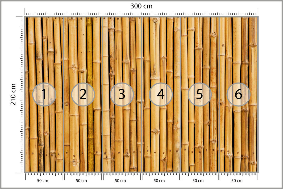 FOTOTAPETA Pre Kuchyňu Bambusová Imitácia Hnedá Stena Rustikálna 300 x 210 cm - oranžová/hnedá, papier (300/210cm) - Muralo